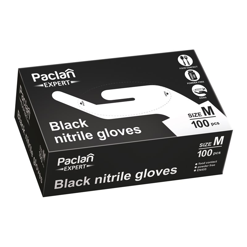Rękawice Nitrylowe Paclan Expert M czarne 100szt