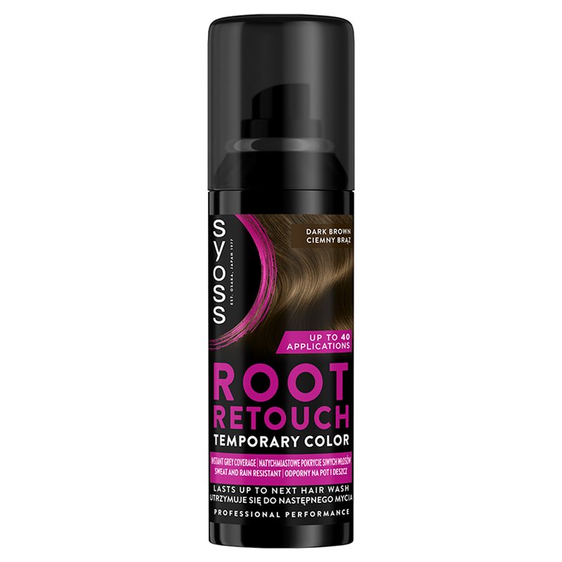 Syoss Root Retoucher Ciemny Brąz zmywalny spray maskujący odrosty 120ml