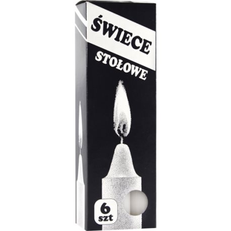 Bispol świeca stołowa biała S1-66 6 sztuk