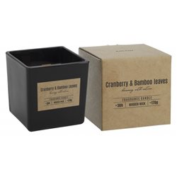 Bispol świeca zapachowa z drewnianym knotem SNK80-095-351 Żurawina, Liście Bambusa