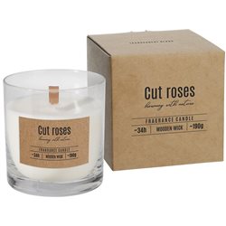 Bispol świeca zapachowa w szkle z drewnianym knotem SN82-000-78 Cięte Róże