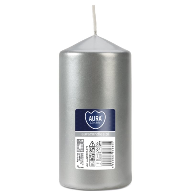 Bispol świeca walec SW60/120-271 srebrny metalik
