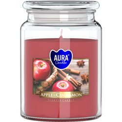 BISPOL świeca zapachowa w szkle SND99-87 JABŁKO CYNAMON z wieczkiem duży słoik