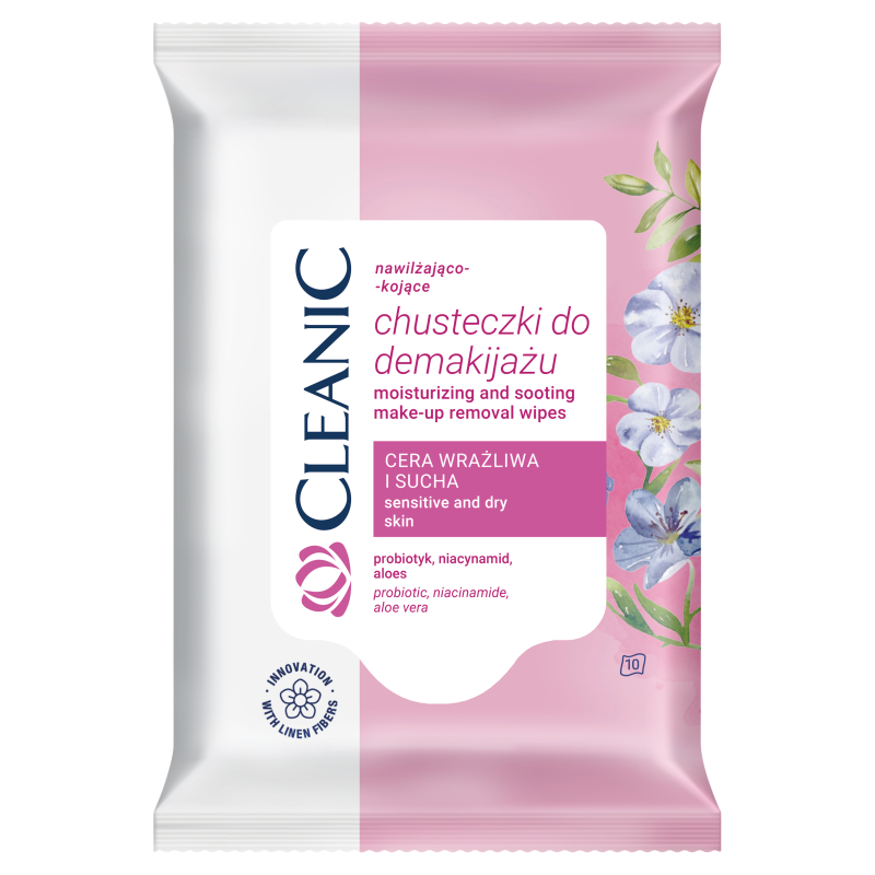 Cleanic chusteczki do demakijażu cera wrażliwa i sucha 10szt Cleanic chusteczki do demakijażu cera wrażliwa i sucha 10szt