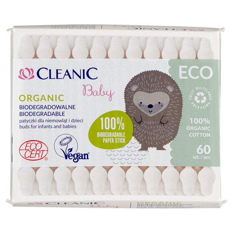 Cleanic Baby Organic Patyczki dla niemowląt i dzieci 60 sztuk Cleanic Baby Organic Patyczki dla niemowląt i dzieci 60 sztuk