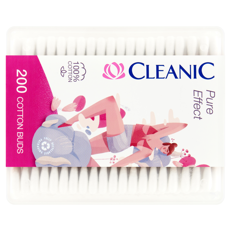 Cleanic Pure Effect Patyczki higieniczne pudełko prostokątne 200 sztuk Cleanic Pure Effect Patyczki higieniczne pudełko prostokątne 200 sztuk