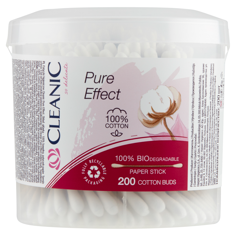 Cleanic Pure Effect Patyczki higieniczne pudełko okrągłe 200 sztuk Cleanic Pure Effect Patyczki higieniczne pudełko okrągłe 200 sztuk