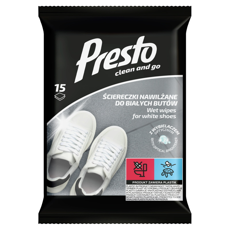 Presto ściereczki do czyszczenia białych butów 15szt Presto ściereczki do czyszczenia białych butów 15szt