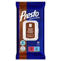 Presto Ściereczki nawilżane do mebli drewnianych 55 sztuk