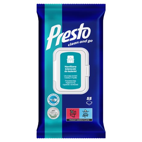 Presto Ściereczki nawilżane do łazienki 55 sztuk