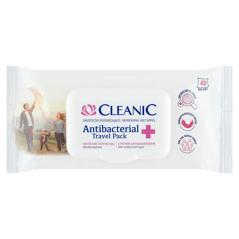 Cleanic Antibacterial chusteczki odświeżające z płynem antybakteryjnym 40szt
