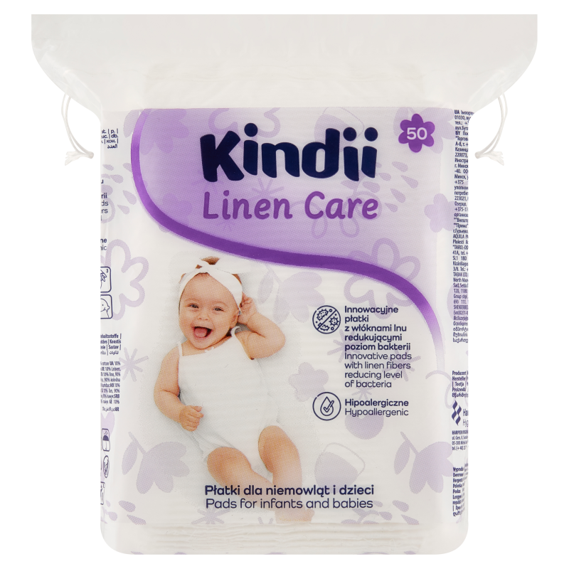 Kindii Linen Care Płatki dla niemowląt i dzieci 50 sztuk Kindii Linen Care Płatki dla niemowląt i dzieci 50 sztuk