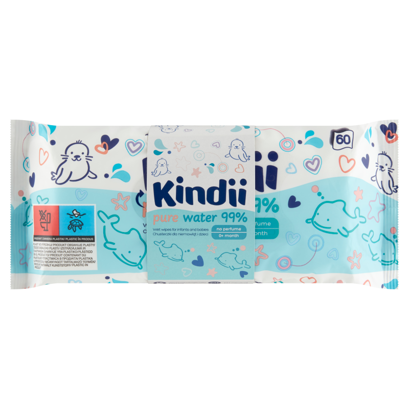 Kindii chusteczki Pure Water 60szt 3+1gratis Kindii chusteczki Pure Water 60szt 3+1gratis