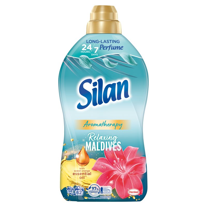 SILAN Aromatherapy Relaxing Maldives Płyn do zmiękczania tkanin 62 prania 1364 ml SILAN Aromatherapy Relaxing Maldives Płyn do zmiękczania tkanin 62 prania 1364 ml