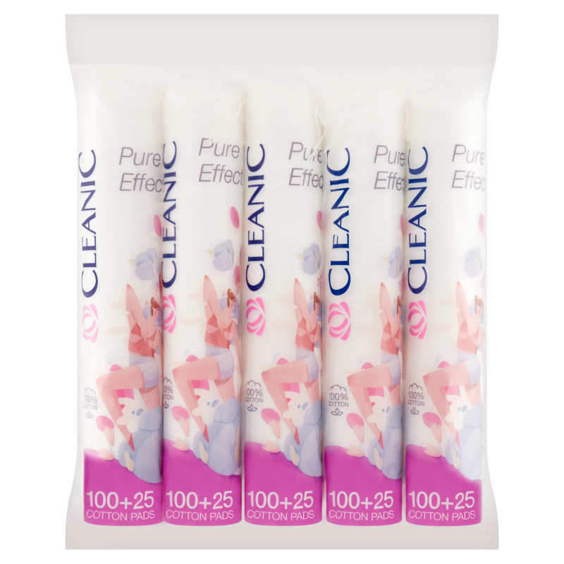 Cleanic Pure Effect Płatki kosmetyczne okrągłe 5 x 125 sztuk Cleanic Pure Effect Płatki kosmetyczne okrągłe 5 x 125 sztuk