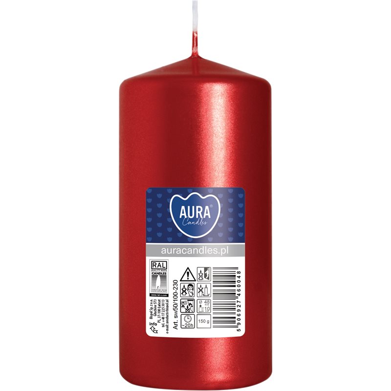 Bispol świeca walec sw50/100 czerwony metalik Bispol świeca walec sw50/100 czerwony metalik