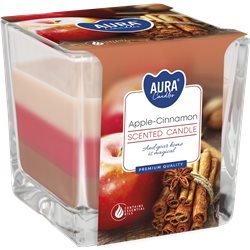 Bispol świeca zapachowa w szkle trójkolorowa SNK80-87 Jabłko-Cynamon