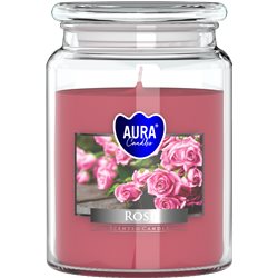 Bispol świeca zapachowa w szkle z wieczkiem duży słoik Róża SND99-78