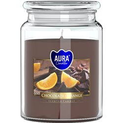 Bispol świeca zapachowa w szkle z wieczkiem duży słoik Czekolada - Pomarańcza SND99-340