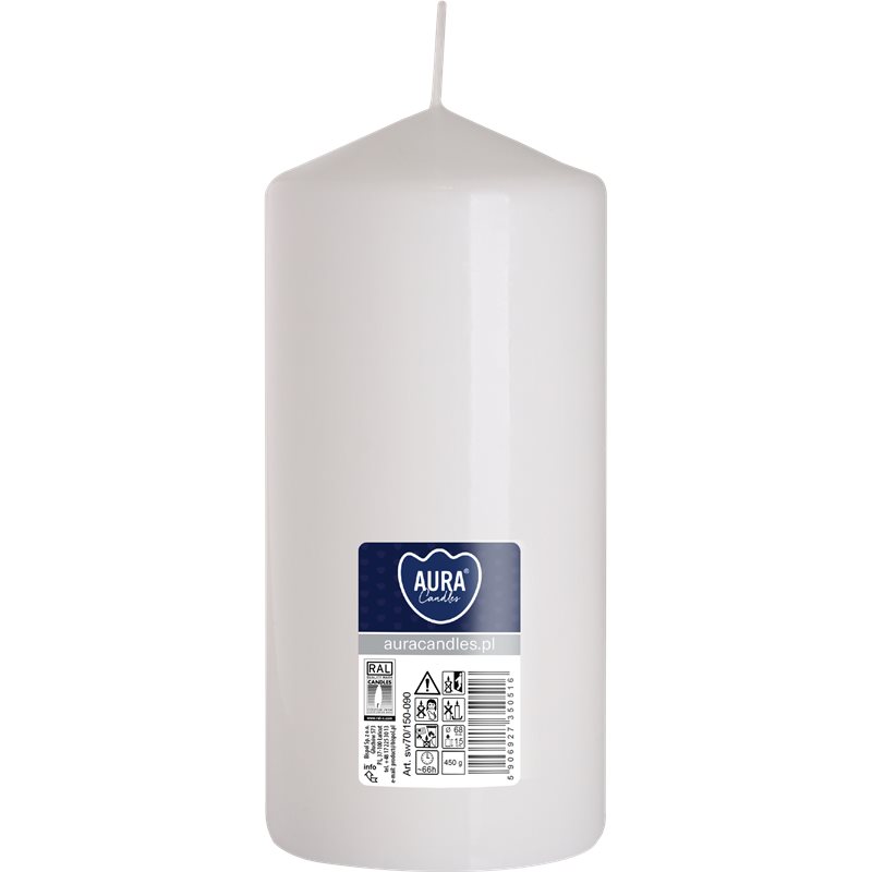 Bispol świeca walec biała sw70/150  Bispol świeca walec biała sw70/150