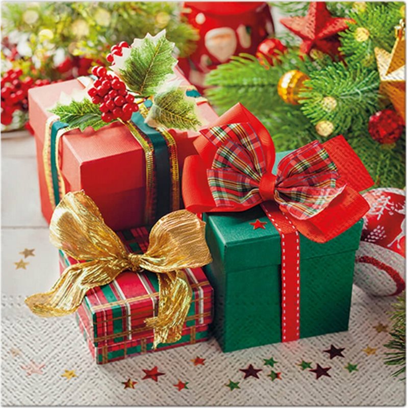 Serwetki PAW świąteczne Boże Narodzenie Gifts with bow 33x33cm