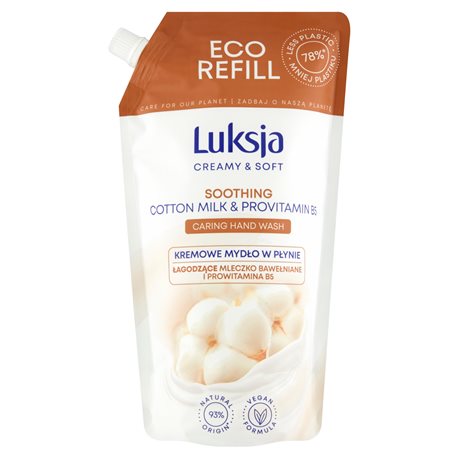 Luksja Creamy & Soft mydło w płynie Łagodzące Mleczko Bawełniane i Prowitamina B5 400 ml