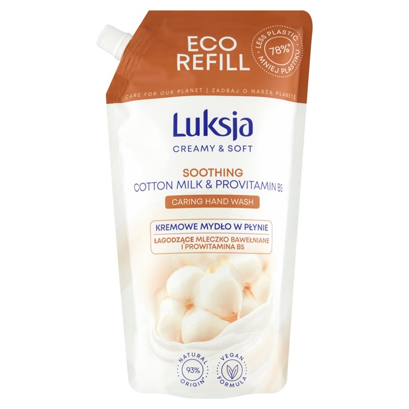 Luksja Creamy & Soft mydło w płynie Łagodzące Mleczko Bawełniane i Prowitamina B5 400 ml