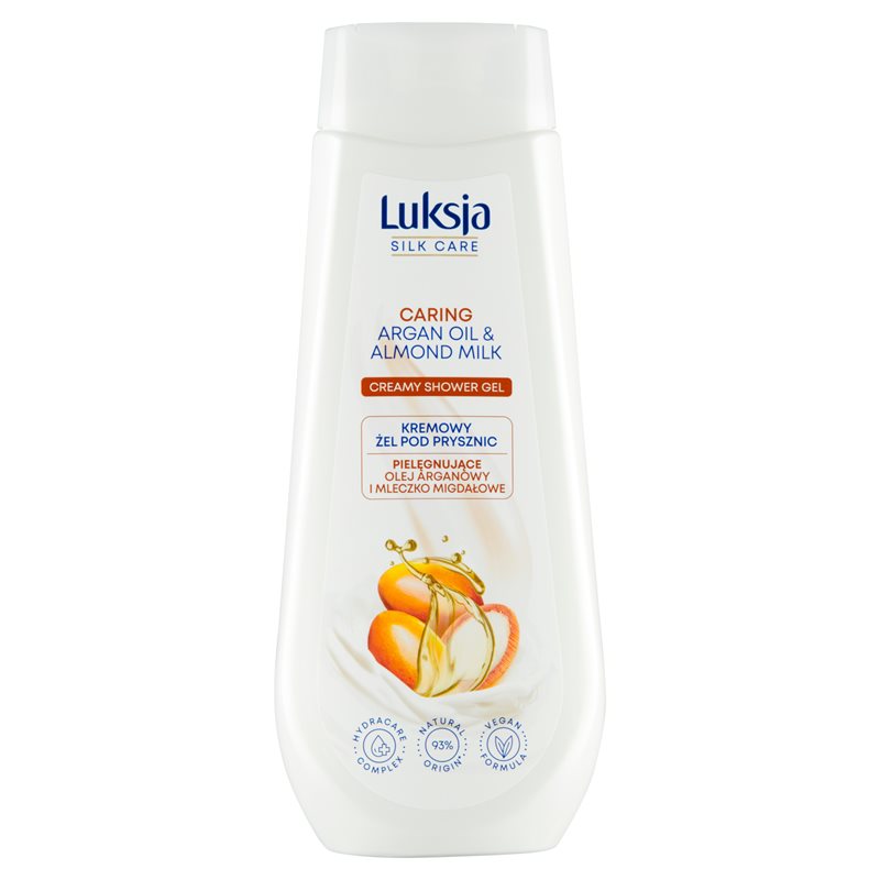 Luksja Silk Care Kremowy żel pod prysznic pielęgnujące olej arganowy i mleczko migdałowe 500 ml Luksja Silk Care Kremowy żel pod prysznic pielęgnujące olej arganowy i mleczko migdałowe 500 ml