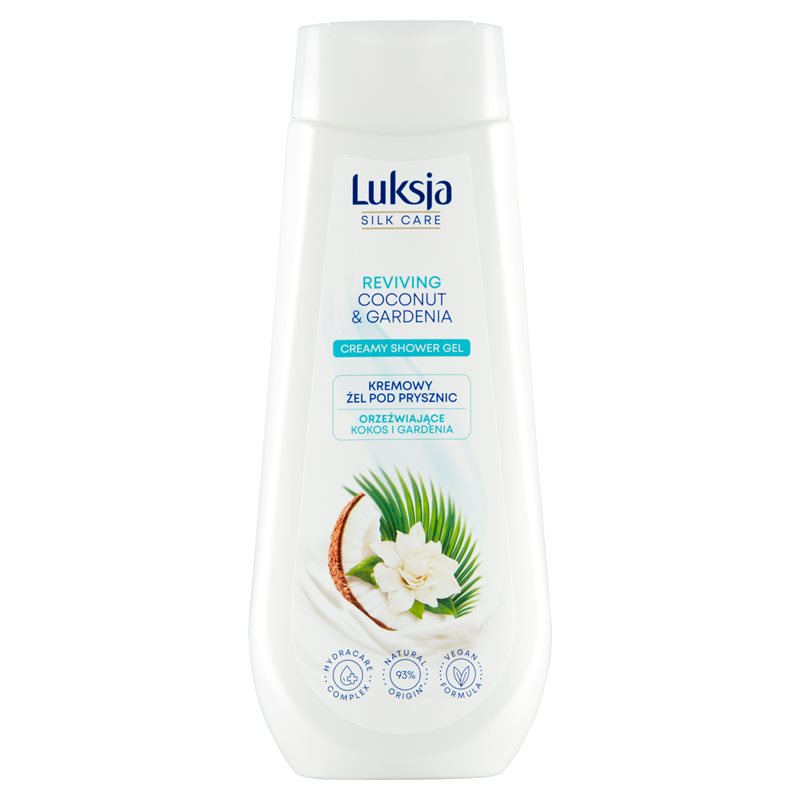 Luksja Silk Care Kremowy żel pod prysznic orzeźwiające kokos i gardenia 500 ml Luksja Silk Care Kremowy żel pod prysznic orzeźwiające kokos i gardenia 500 ml