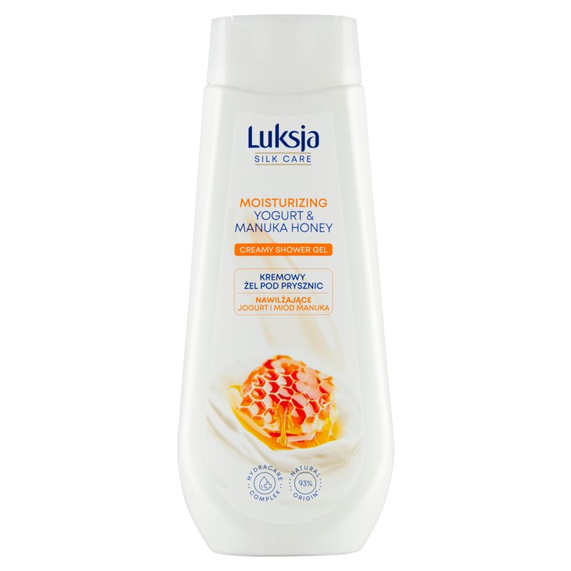 Luksja Silk Care Kremowy żel pod prysznic nawilżające jogurt i miód manuka 500 ml Luksja Silk Care Kremowy żel pod prysznic nawilżające jogurt i miód manuka 500 ml