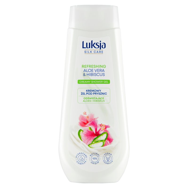 Luksja Silk Care Kremowy żel pod prysznic odświeżające aloes i hibiskus 500 ml Luksja Silk Care Kremowy żel pod prysznic odświeżające aloes i hibiskus 500 ml