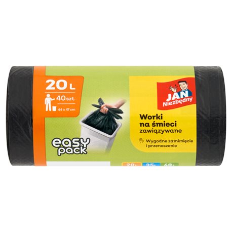 Jan Niezbędny Worki na śmieci HD Easy-pack czarne 20l 40szt Jan Niezbędny Worki na śmieci HD Easy-pack czarne 20l 40szt