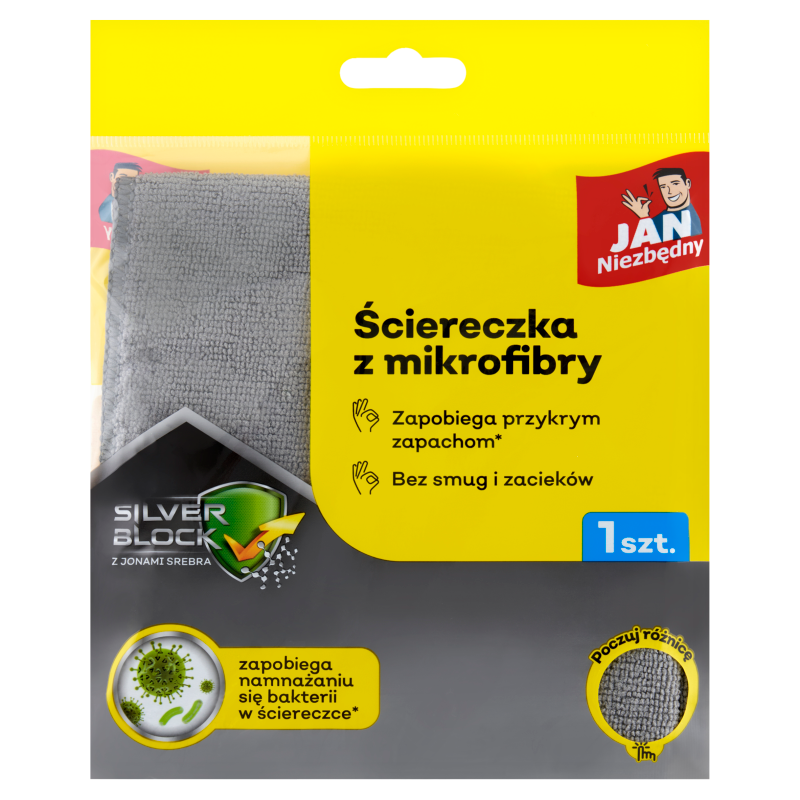 Jan Niezbędny Silver Block Ściereczka z mikrofibry z jonami srebra 32 cm x 32 cm