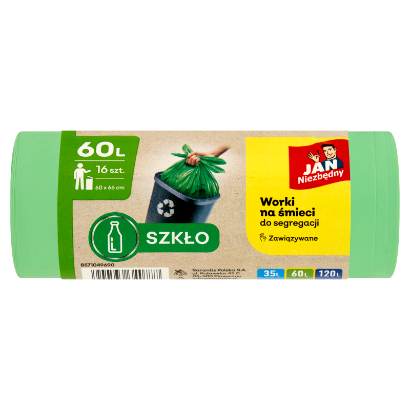 Jan Niezbędny worki do segregacji śmieci zielone 60l 16szt
