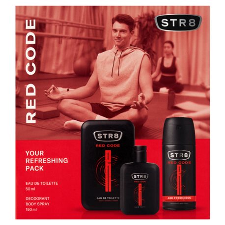 STR8 Zestaw Kosmetyków Red Code (Woda Toaletowa 50ml + Dezodorant Spray 150ml)