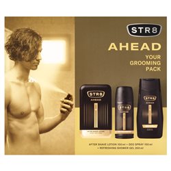 STR8 Zestaw Kosmetyków Ahead (Woda po goleniu 100ml + Dezodorant spray 150ml + Żel pod prysznic 250m