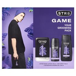 STR8 Zestaw Kosmetyków Game (Woda po goleniu 100ml + Dezodorant spray 150ml + Żel pod prysznic 250ml