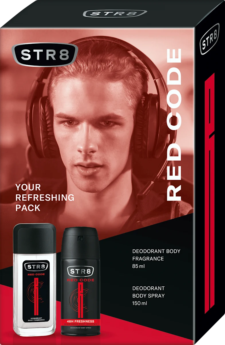 STR8 Zestaw Kosmetyków Red Code (Dezodorant naturalny 85ml + Dezodorant Spray 150ml)