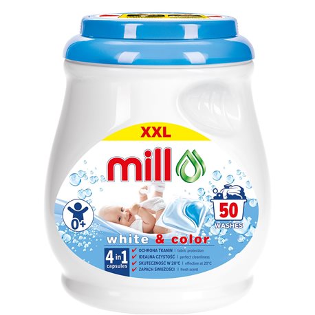 Mill Professional Baby kapsułki do prania bieli i koloru 50 szt.