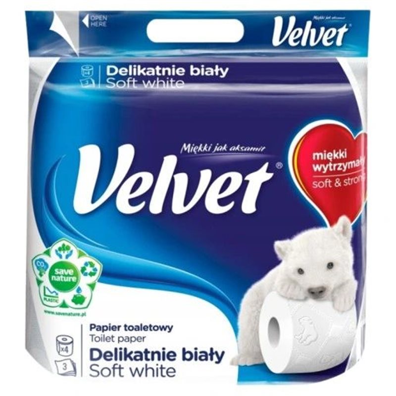 Velvet Papier toaletowy Delikatnie Biały Soft White 4 szt.  