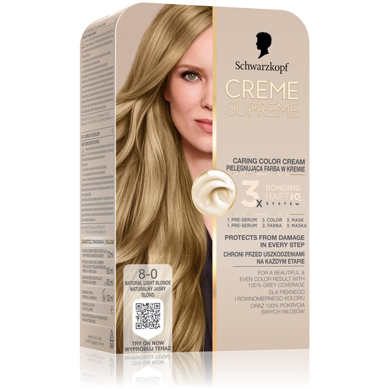 Schwarzkopf Creme Supreme pielęgnująca farba w kremie 8-0 naturalny jasny blond
