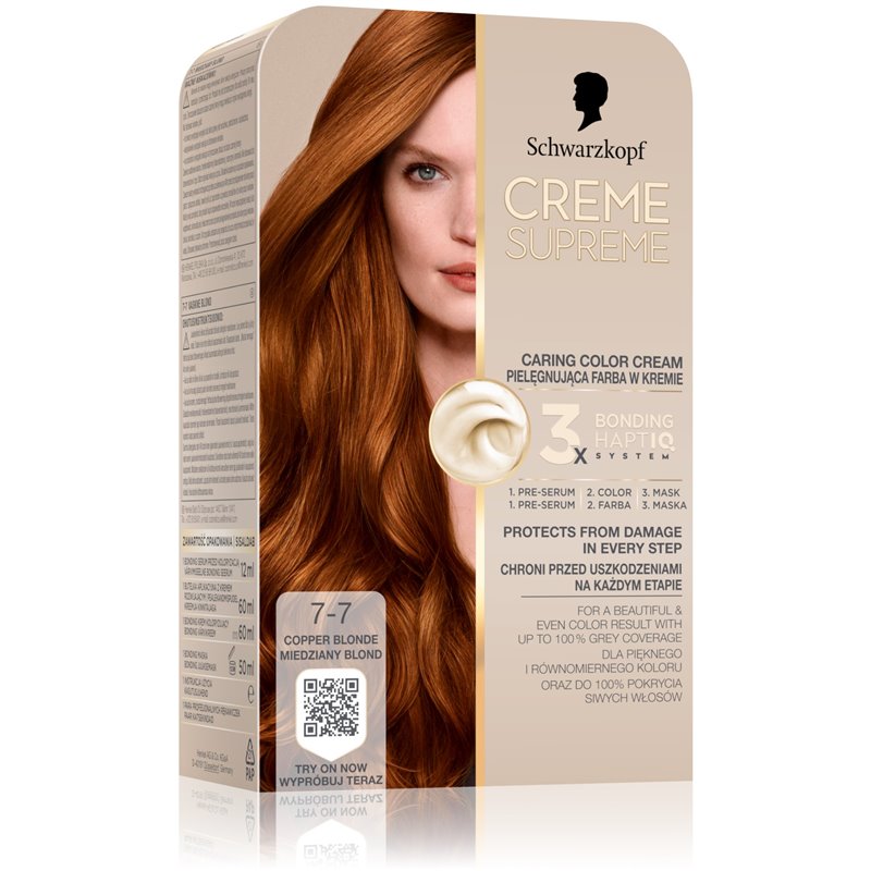 Schwarzkopf Creme Supreme pielęgnująca farba w kremie 7-7 miedziany blond