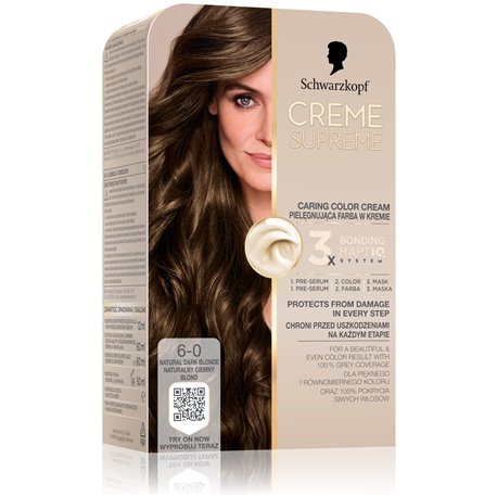 Schwarzkopf Creme Supreme pielęgnująca farba w kremie 6-0 naturalny ciemny blond