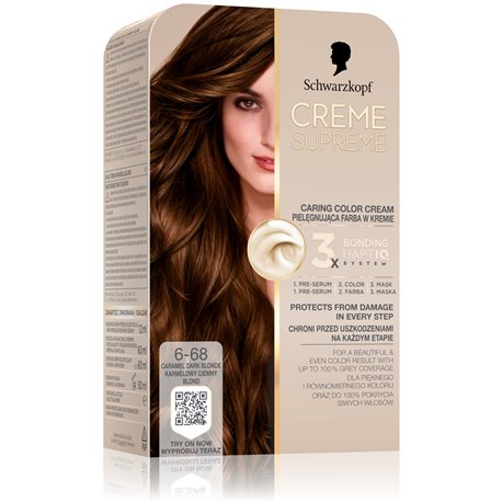 Schwarzkopf Creme Supreme pielęgnująca farba w kremie 6-68 karmel ciemny blond