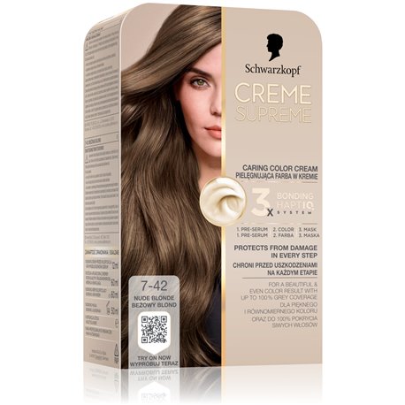 Schwarzkopf Creme Supreme pielęgnująca farba w kremie 7-42 beżowy blond
