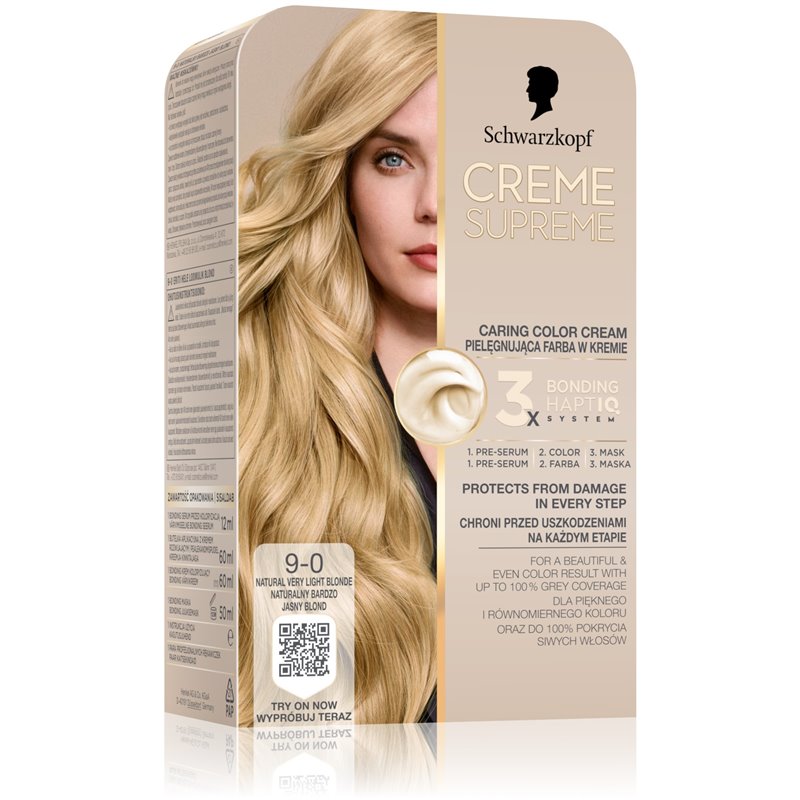 Schwarzkopf Creme Supreme pielęgnująca farba w kremie 9-0 naturalny bardzo jasny blond