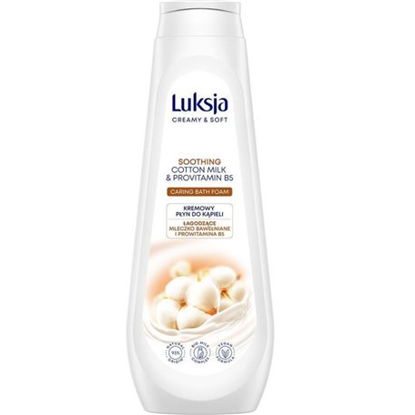 Luksja Creamy & Soft Kremowy płyn do kąpieli Łagodzące Mleczko Bawełniane i Prowitamina B5 900 ml Luksja Creamy & Soft Kremowy płyn do kąpieli Łagodzące Mleczko Bawełniane i Prowitamina B5 900 ml
