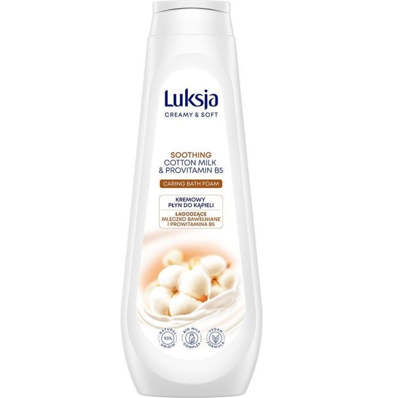 Luksja Creamy & Soft Kremowy płyn do kąpieli Łagodzące Mleczko Bawełniane i Prowitamina B5 900 ml Luksja Creamy & Soft Kremowy płyn do kąpieli Łagodzące Mleczko Bawełniane i Prowitamina B5 900 ml