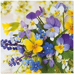 Paw serwetki papierowe z motywem bratków 20 sztuk 33x33 cm