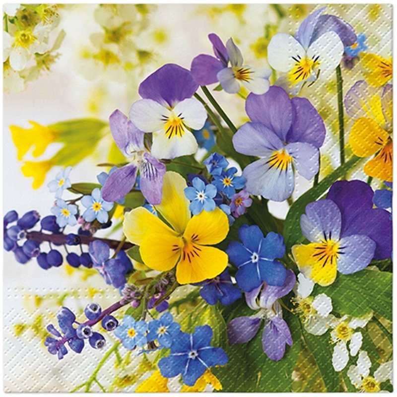 Paw serwetki papierowe z motywem bratków 20 sztuk 33x33 cm